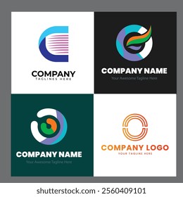 C alphabet letter initial colorful gradient design Corporate business brand company abstract logo design collection