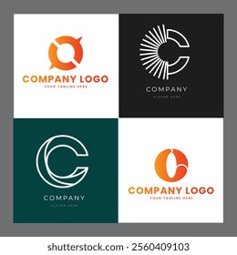 C alphabet letter initial colorful gradient design Corporate business brand company abstract logo design collection