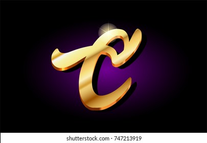 c alphabet letter logo in gold golden 3d metal beautiful typography suitable for banner brochure design