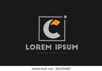 C alphabet letter logo icon in orange grey black. Square dot design for company and business identity