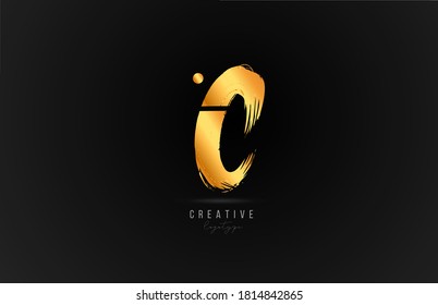 C alphabet letter logo icon in gold or golden color. Luxury brand design for company and business