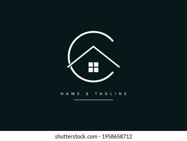 C Alphabet Letter Logo Icon With House Design