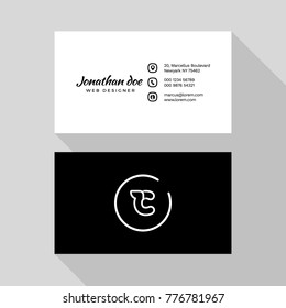 C Alphabet letter minimal corporate identity business card typo logo vector design
