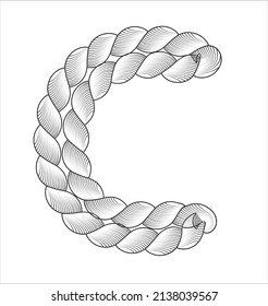 c alphabet letter rope vector design