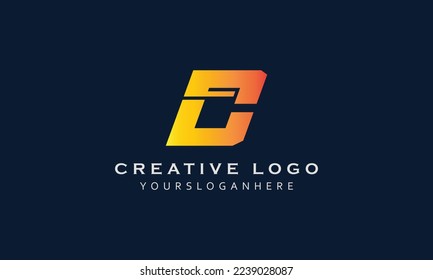 C-Alphabet-Schrift kreativ minimalistisch, einfach, realistisch, Vektorgrafik-Logo-Design mit blauem schwarzem Farbverlauf-Hintergrund-Vorlage