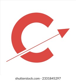 C, Alphabet C, C logo, Font C with Arrow icon