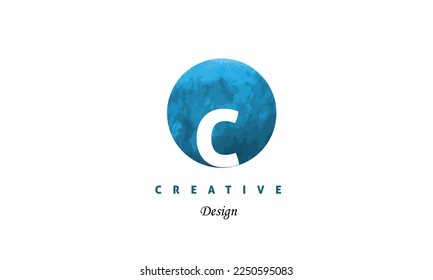 C alphabet logo water color blue brush premium logo design vector logotype design on white background