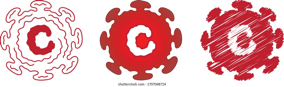 C alphabet is represent Coronavirus or covid-19 in symbol and icon vector design