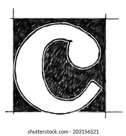 C alphabet Sketchbook vector 