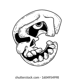 C, ALPHABET SKULL VECTOR DESIGN, DRAWING STYLE