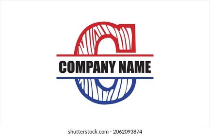 C Alphabet split letter flag abstract monogram vector logo template