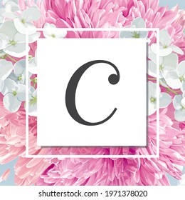 C - Alphabet with spring background.