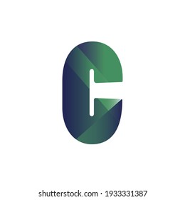 C alphabetic Gradient text effect. Vector art