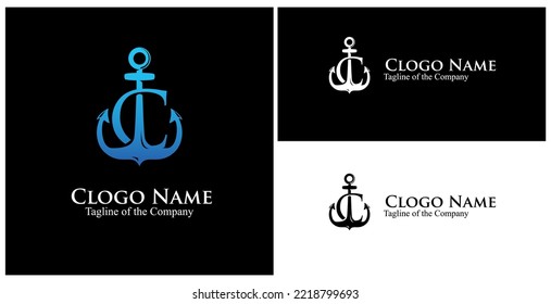 c logotipo de anclaje. texto personalizado C inicial en la ilustración vectorial del logotipo de achor