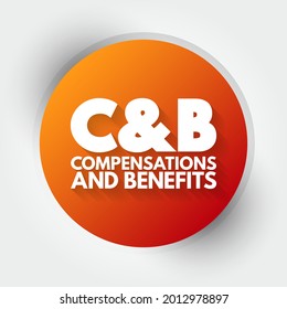 C and B - Compensations and Benefits acronym, business concept background