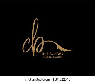 C B Initial Handwriting Logo Template