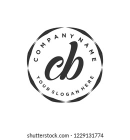 C B Initial handwriting logo vector