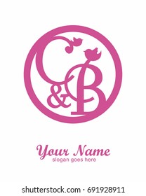 C B initial wedding decorative logo template
