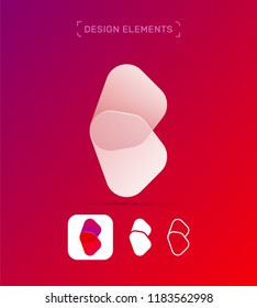 C and B letter logo design template. Origami paper material design, flat and line art style. App icon