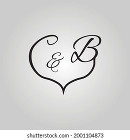 C and b logo design vector icon symbols. Typography, creative and modern logos. Letter, symbol, romantic, wedding decoration, heart, and love shape design.Creative monogram logo design.