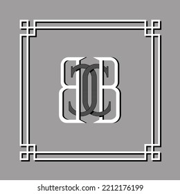 C B Monogram interlocking letters emblem. Art Deco style logo frame