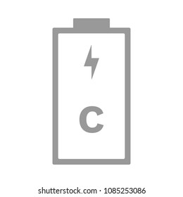 C battery. R14 cell size. Vector icon.