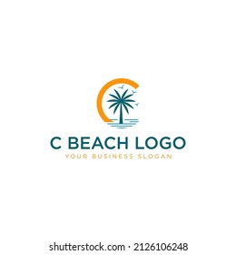 C VECTOR DE DISEÑO DE LOGOTIPO PLAYA