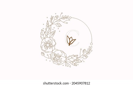 c Beauty vector initial logo, handwriting logo of initial signature, wedding, fashion, jewelry, boutique, floral and botanical with the creative template for any company or business. 