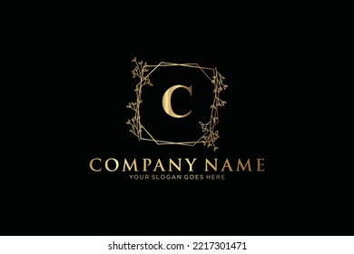 C Beauty vector initial logo, handwriting logo of initial signature, wedding, fashion, jewerly, boutique, floral and botanical with creative template for any company or business.