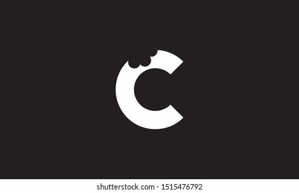 C bite letter logo. Unique attractive creative modern initial C logo with bites shape design