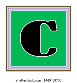 C black letter with a green background - vector