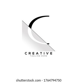 C Black Letter Logo Design with Creative Paper Cut