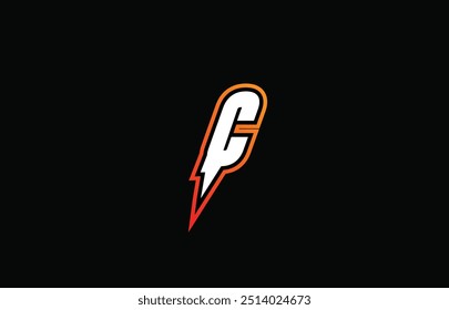 C mit Riegel Initial Logo-Spiel mit Krone, gelb orange Farbverlauf