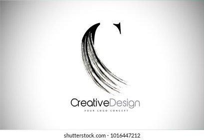 C Brush Stroke Letter Logo Design. Black Paint Logo Letter  Icon with Elegant Vector Design.