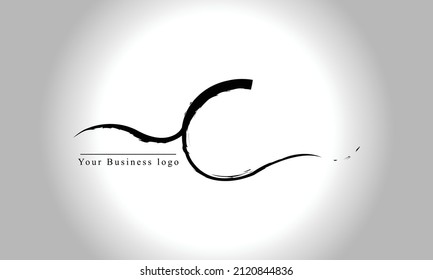 C Diseño del logotipo de la carta de punteo de pincel. Icono de la letra del logotipo de pintura negra con diseño vectorial elegante.