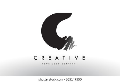 C Brushed Letter Logo. Black Brush Letters design with Artistic Brush stroke design.