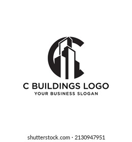 C EDIFICIOS VECTOR DE DISEÑO DE LOGOTIPO