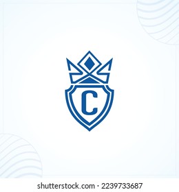 C or c44 Crown creative modern premium logo design vector template