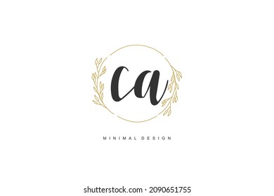 C A CA logo, Initial lettering handwriting or handwritten for identity. Logo with signature and hand drawn style.