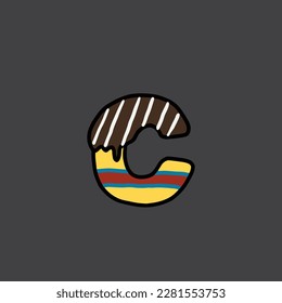 c from cake vector alphabet and number
