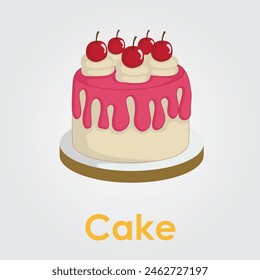 C for Cake vector cherry top