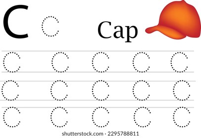 C for cap Text activity for kids. Learn English words for preschoolers
