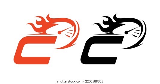 C Car Logo Vector Icon Symbol Template. Driver Logo Vector Illustration. Car Speed Logo Vector