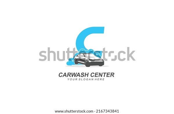 C Car wash logo design inspiration. Vector letter\
template design for brand.