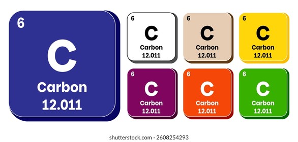 C, Carbon element vector icon Set, periodic table element. Vector illustration EPS 10 File. Isolated on white background.