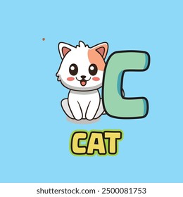 c cat alphabet latter with hd resolution eps file