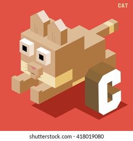 C for cat. Animal Alphabet collection. vector illustration