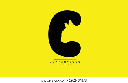 C cat icon monogram letter text alphabet logo design
