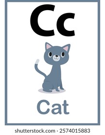 C for cat vector worksheet for kids