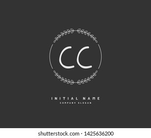 C CC Beauty vector initial logo, handwriting logo of initial signature, wedding, fashion, jewerly, boutique, floral and botanical with creative template for any company or business.